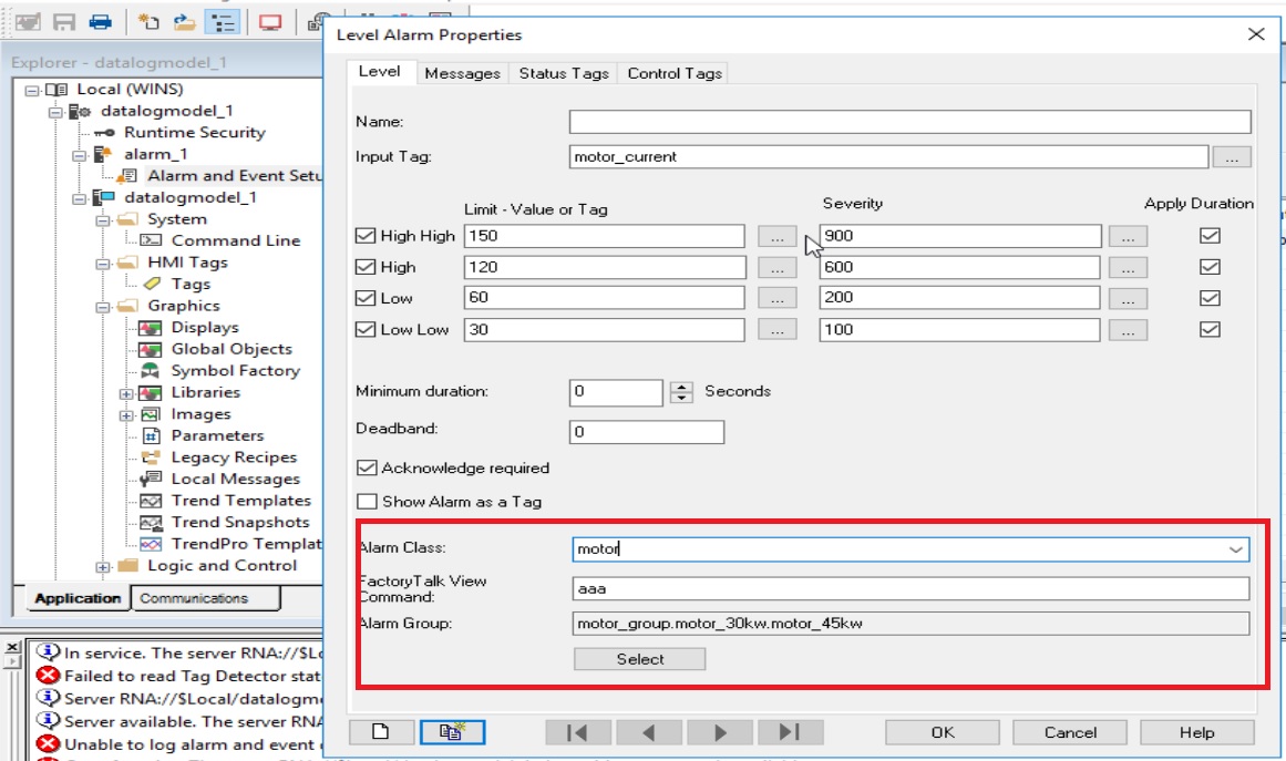 Factorytalk View Alarm class